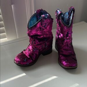 Sparkly sequins Pink Kids Cowboy Boots